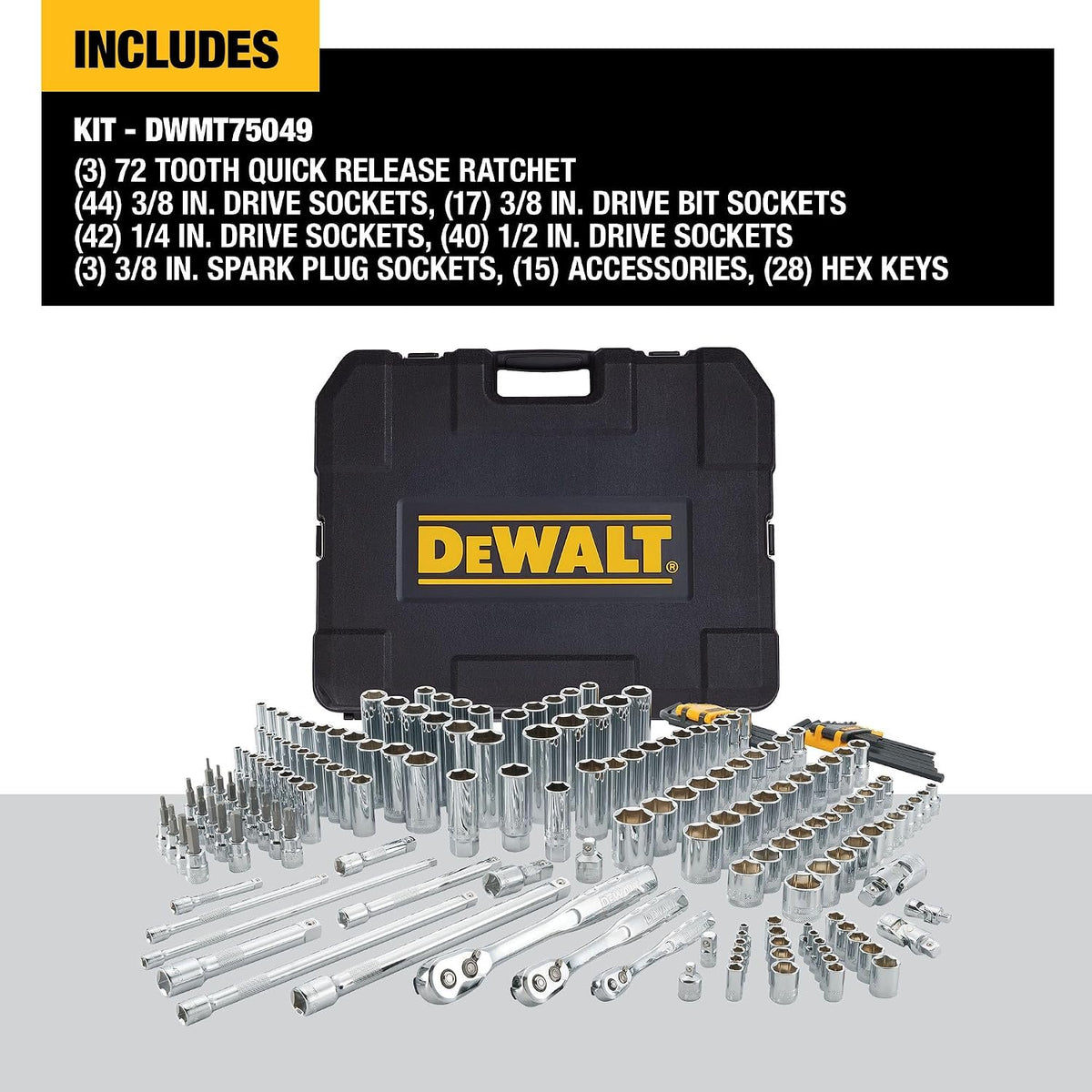 DEWALT DWMT75049 192-Piece Mechanics Socket and Ratchet Set – Multi – product detail