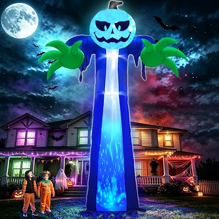 TURNMEON J-12V30W 14-Foot Halloween Pumpkin & Ghost Inflatable – Blue