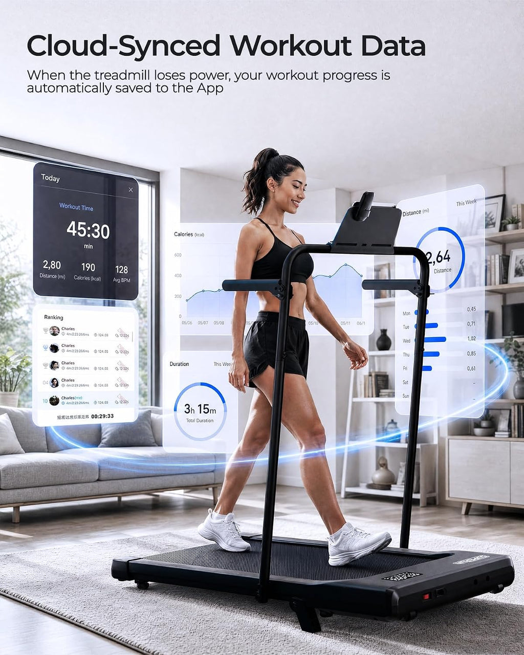 Superun BA09-F4 Walking Treadmill – True Black – product detail