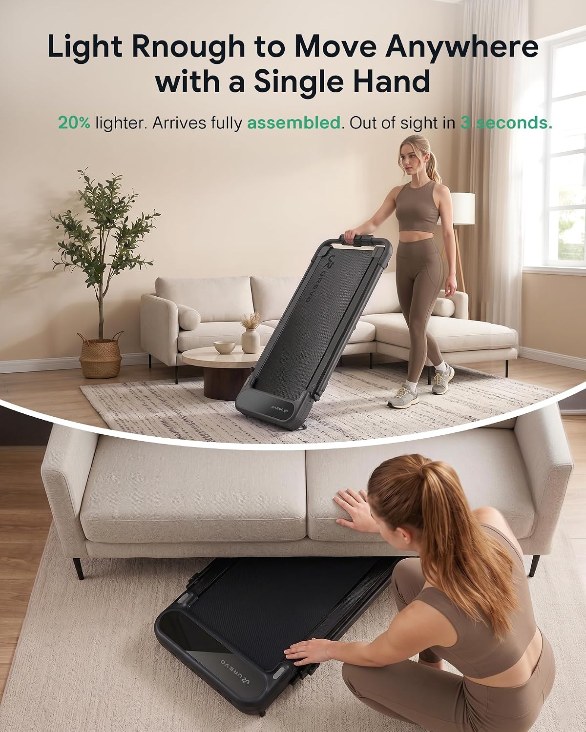 UREVO URTM059/UTRM030 Walking Treadmill – Black – product detail