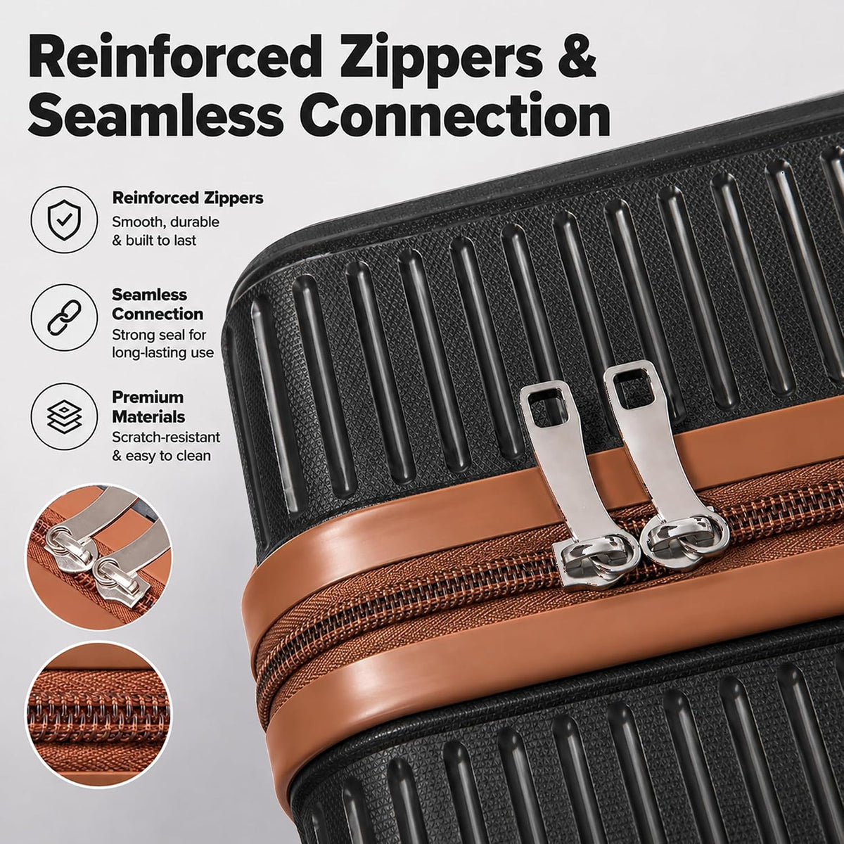 CONCEPTEN CON-LS28PP-BK Luggage Set – 5 Piece Sets (21/25/29/Db/Tb), Black – Black / 5 Piece Sets (21/25/29/Db/Tb) – product detail
