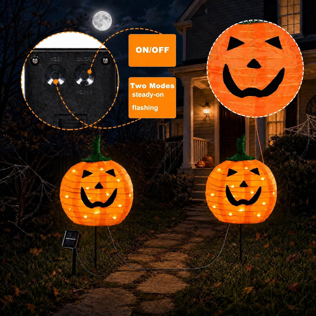 DAYLIGHTIR 2-Pack Solar Pumpkin Stake Lights – Orange – product detail
