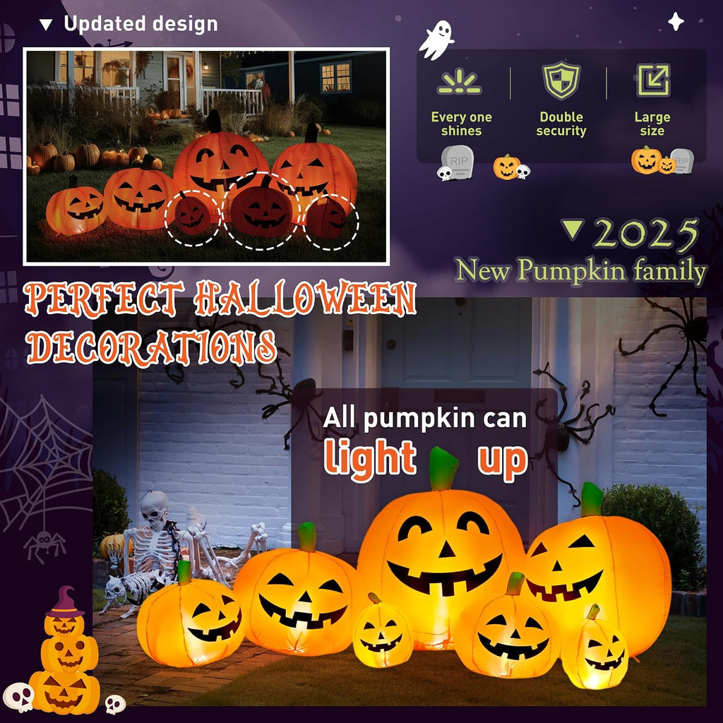 TISEJOY 9077 7.5-Foot Halloween Pumpkin Inflatable – Yellow – product detail
