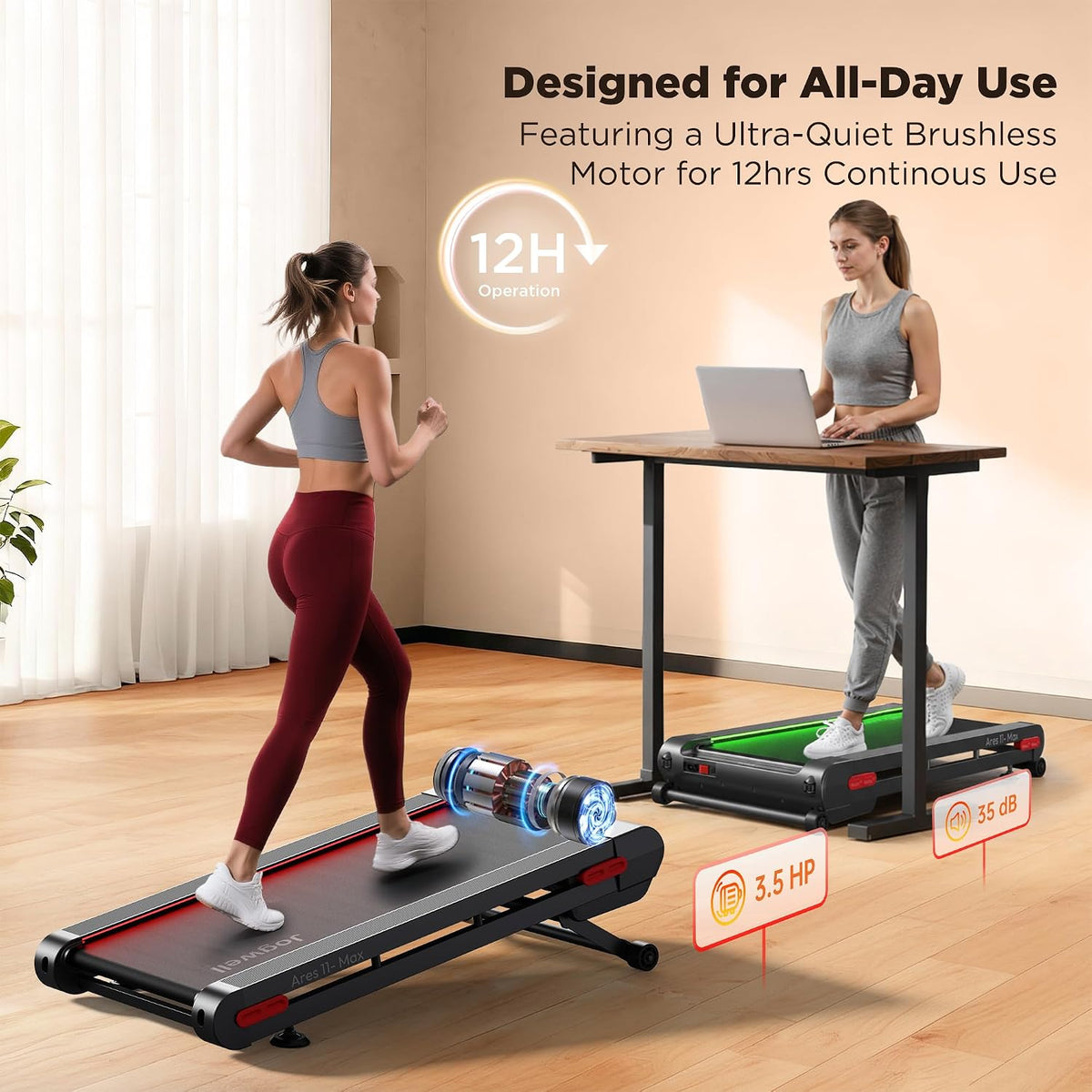 JOGWELL Ares 11 Walking Treadmill – X-Large, Black – Black / X-Large – product detail