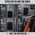 CONCEPTEN C5 Hardside Luggage Set – Black – product detail