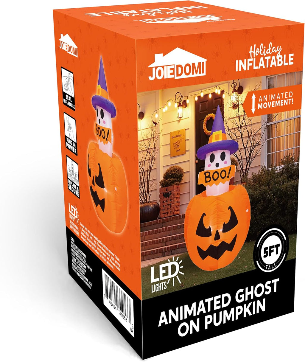 Joiedomi 32500 5-Foot Halloween Animated Ghost & Pumpkin Inflatable – Purple and White Ghost With Pumpkin – product detail