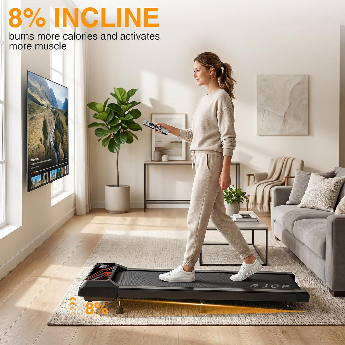 RJOP N4054 Under-Desk Walking Treadmill – Black-Red – product detail