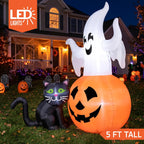 Joiedomi 32733 5-Foot Halloween Ghost & Pumpkin & Black Cat Inflatable – White Orange and Black – product detail