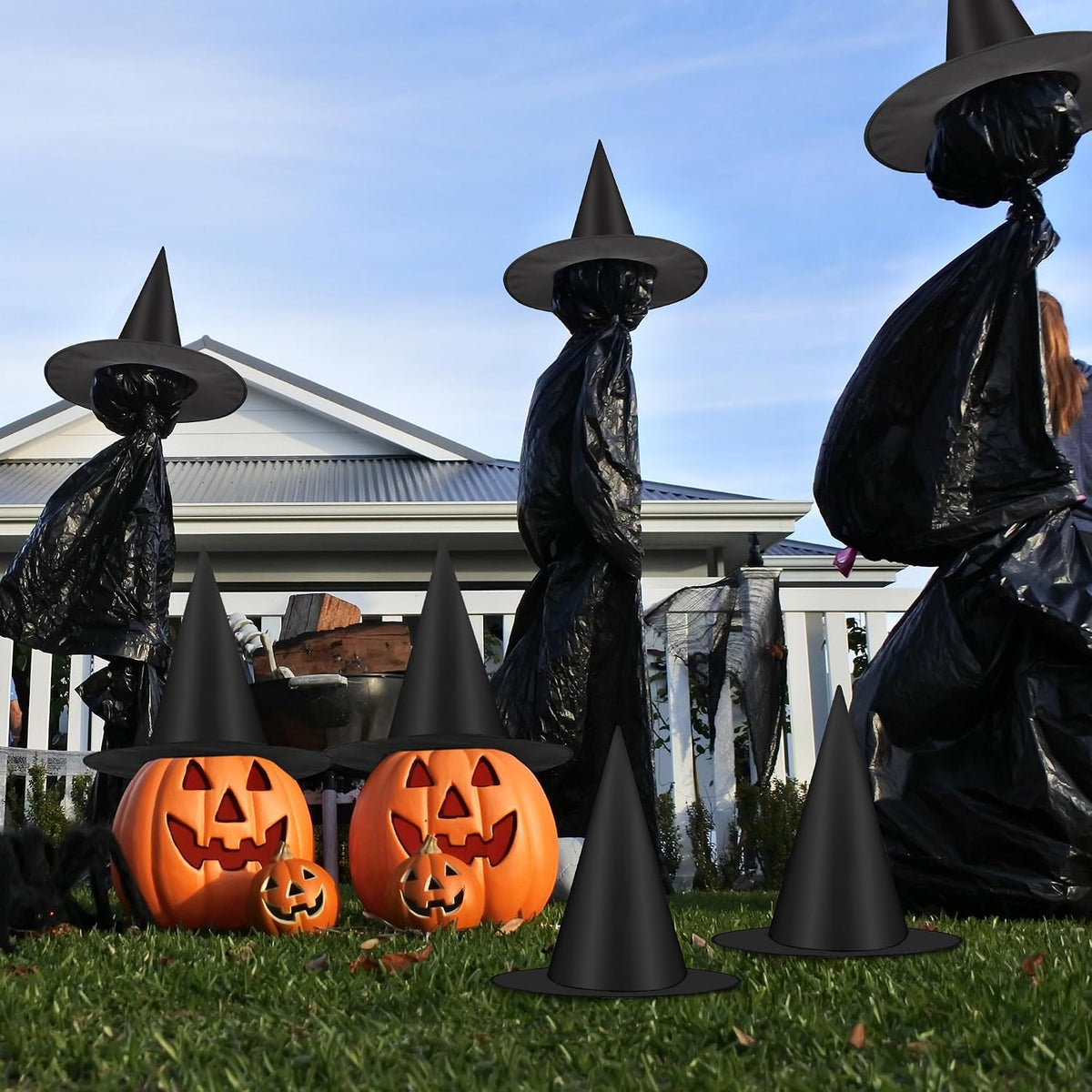 Helimoto 6-Piece Hanging Halloween Witch Hat Set – Black – product detail