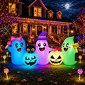 fotako QM-WS-030 8-Foot Halloween Ghost & Pumpkin Inflatable – Color Changing