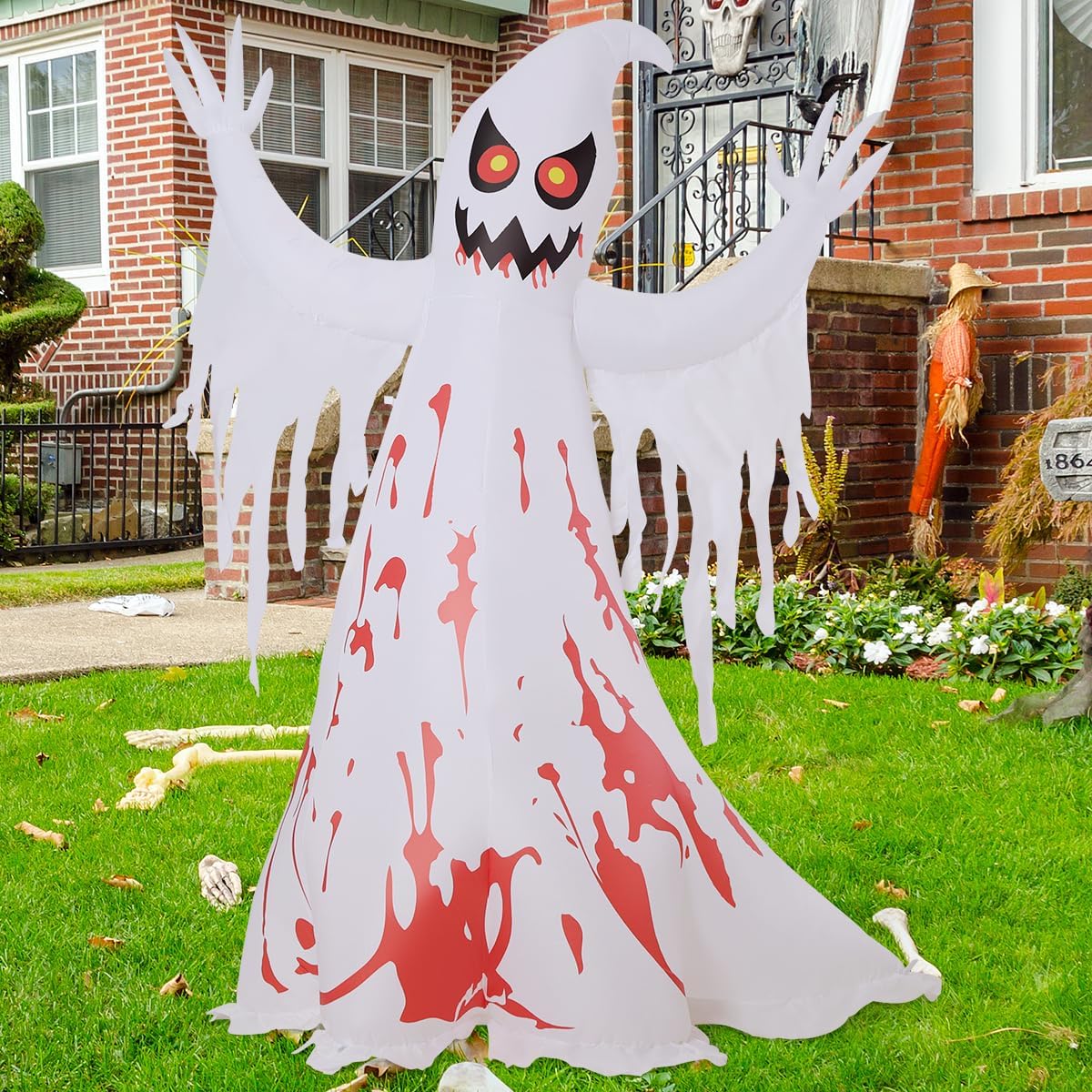 GOOSH 69589 8.2-Foot Halloween Ghost Inflatable – White and Red – product detail