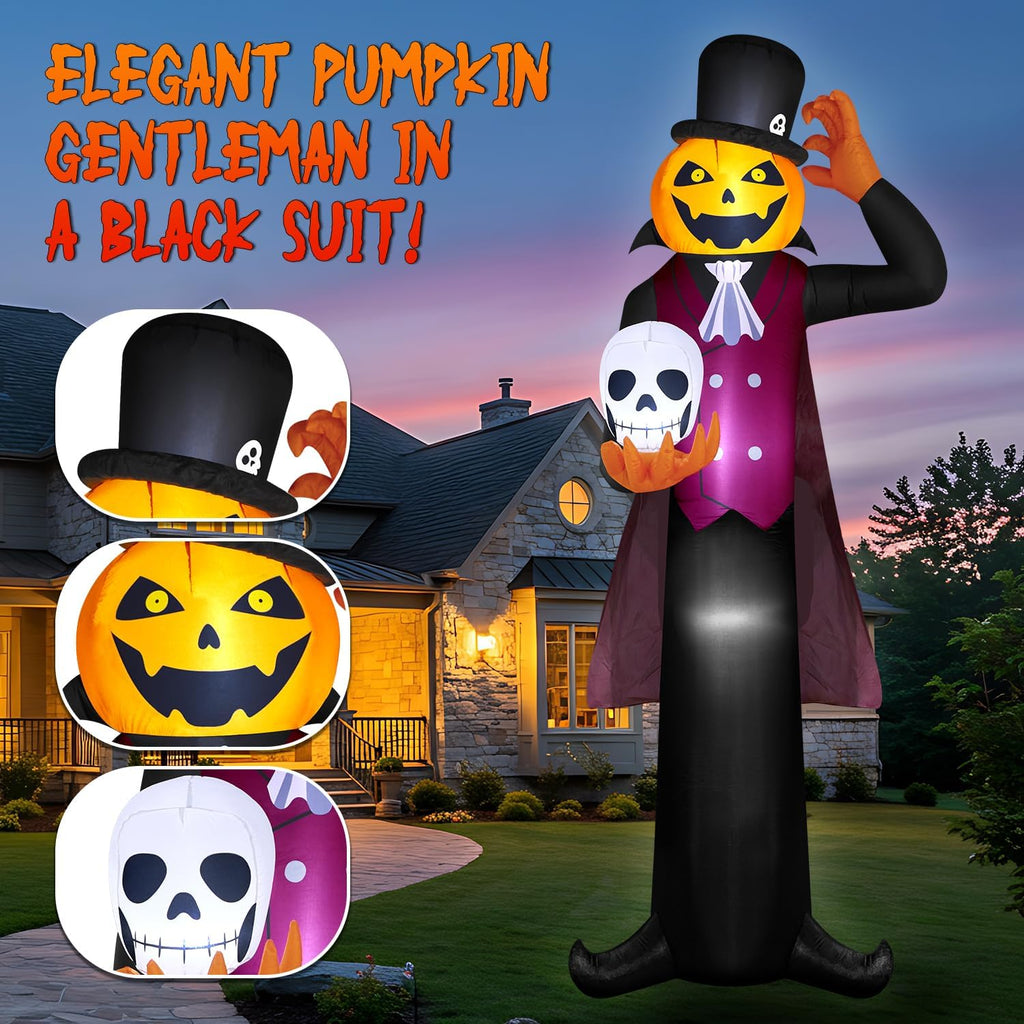 zukakii QM-WS-002 12-Foot Halloween Pumpkin & Ghost & Vampire Inflatable – black – product detail