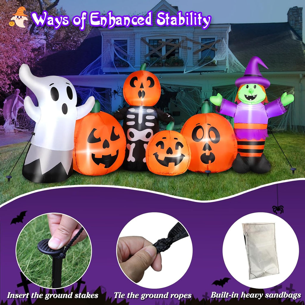 FunFanso HL22052-240 8-Foot Halloween Pumpkin & Witch & Ghost Inflatable – 8FT Ghost Witch, Multicolor – 8FT Ghost Witch / Multicolor – product detail