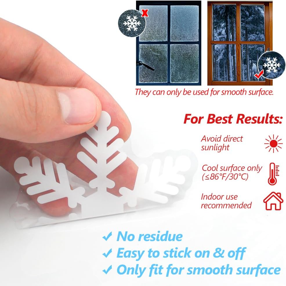 LUDILO White Snowflake Window Clings, 135 Pieces