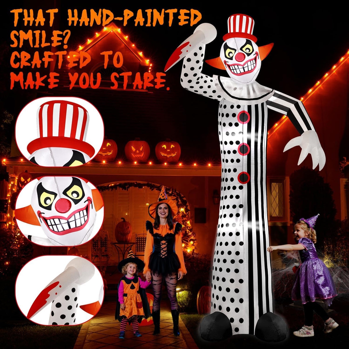 zukakii QM-WS-018 12-Foot Halloween Clown Inflatable – white – product detail