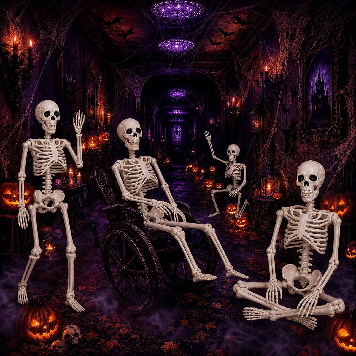 Abakuku GJ Posable Halloween Human Skeleton Set – 2pcs-36inch, White – 2pcs-36inch / White – product detail