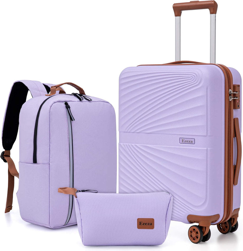 Eeeza S-3 Luggage Set – 3 Piece Sets (20/DB/TB), Purple