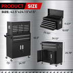 INTERGREAT 8-Drawer Rolling Tool Chest with Detachable Top – 8 Drawers, Black – Black / 8 Drawers – product detail