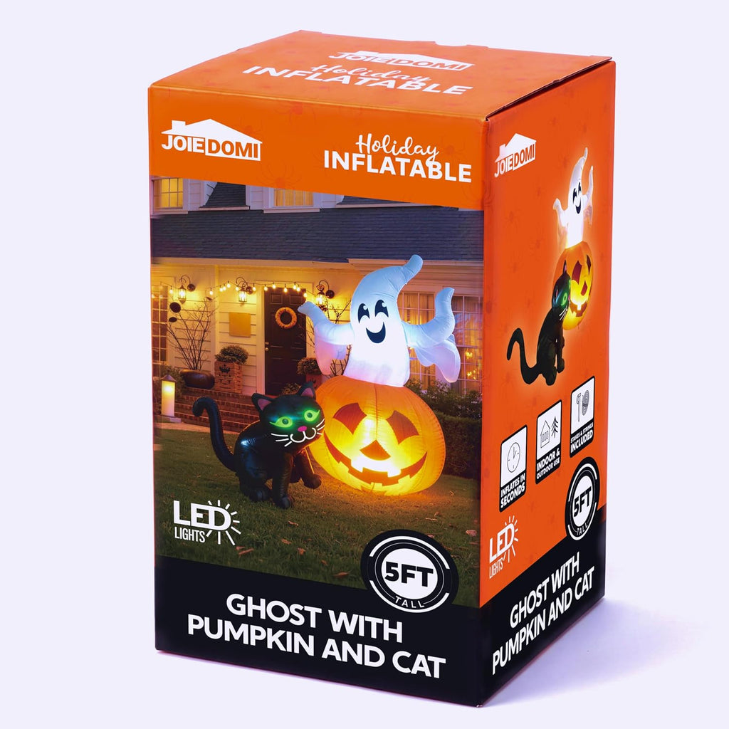 Joiedomi 32733 5-Foot Halloween Ghost & Pumpkin & Black Cat Inflatable – White Orange and Black – product detail
