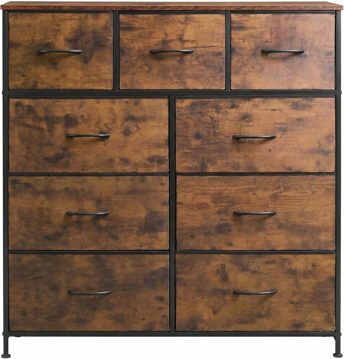 WLIVE 9-Drawer Fabric Dresser in Rustic Brown