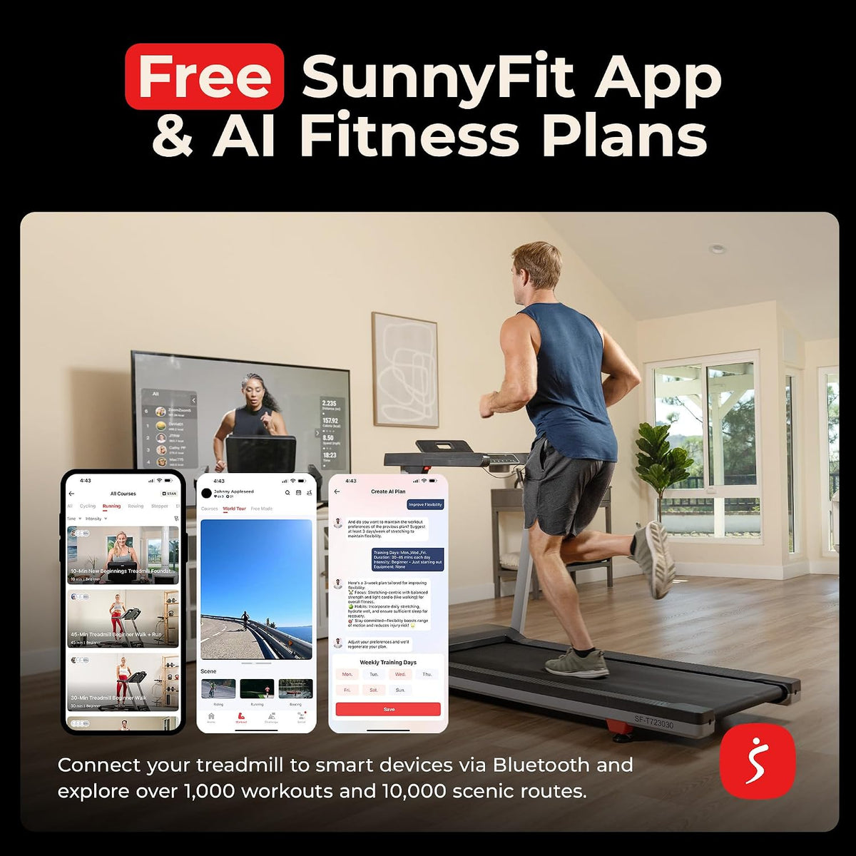 Sunny Health & Fitness SF-T723030 Walking Treadmill – Gray – product detail