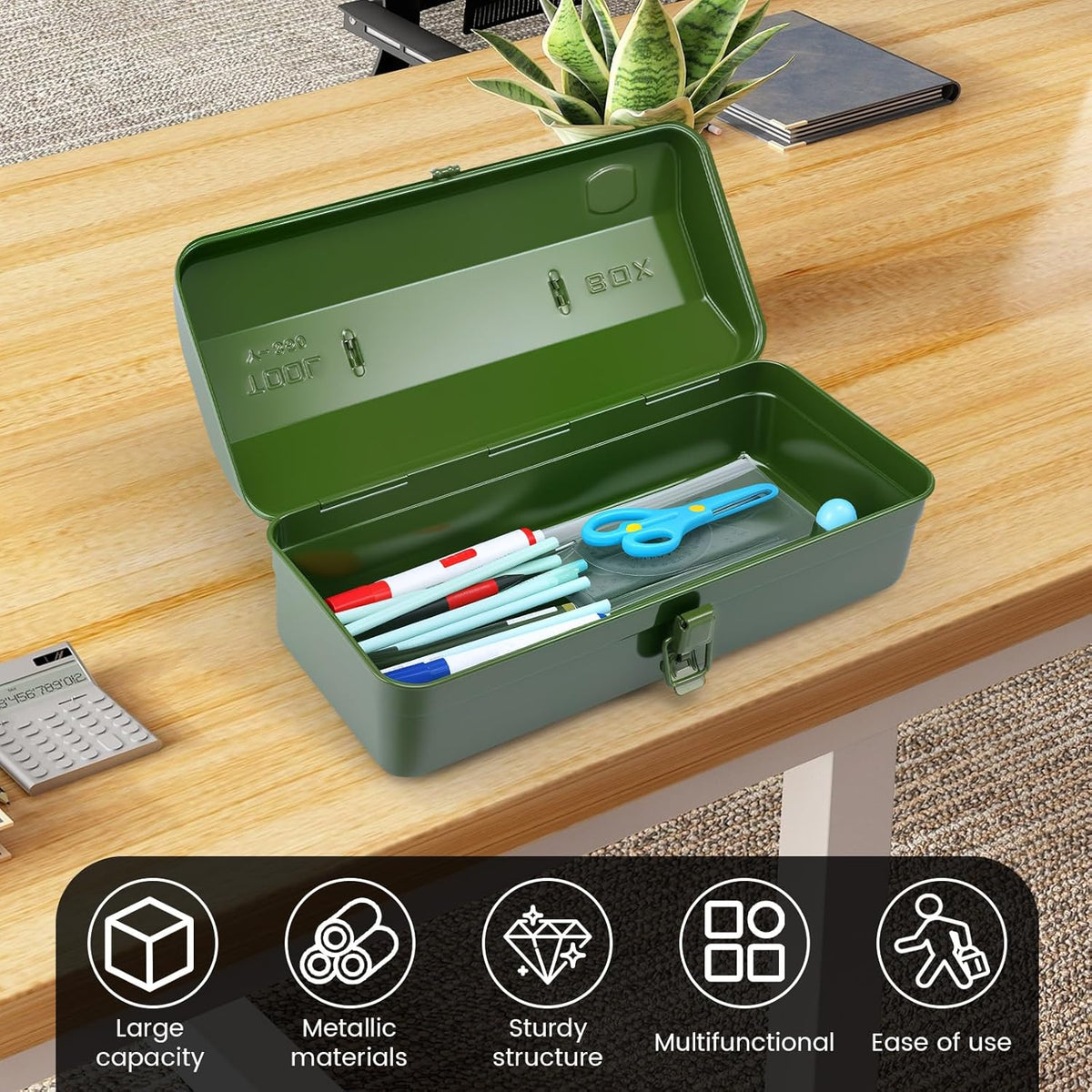 NEMTMCUA 15-Inch Metal Tool Box – green – product detail