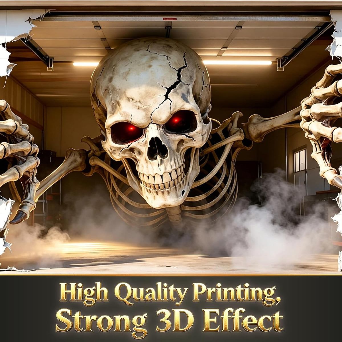 Allotall 001 16-by-7-Foot Halloween Skeleton Garage Door Banner – 16 × 7 ft – 3D Skull 1 / 16 × 7 ft – product detail