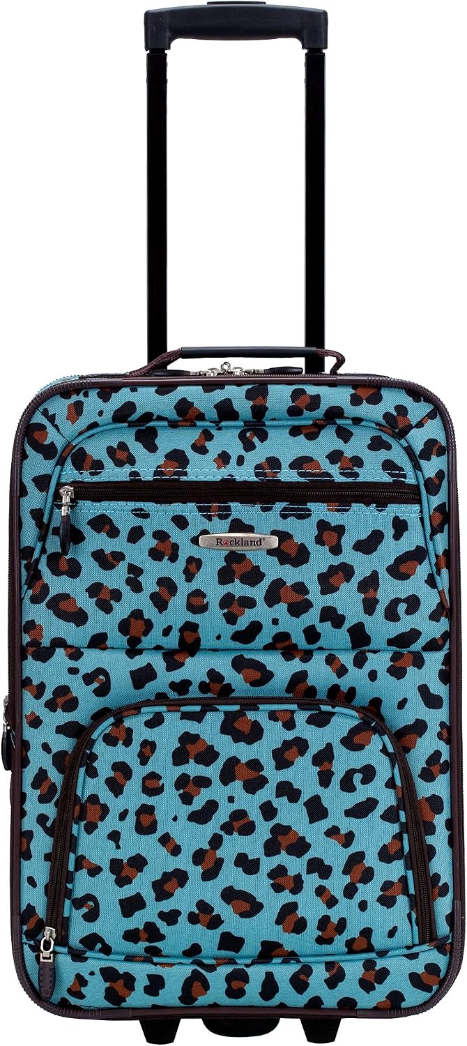 Rockland F102-BLUELEOPARD Softside Luggage Set – 2 Piece (19"/14" Tote), Blue Leopard – Blue Leopard / 2 Piece (19"/14" Tote) – product detail