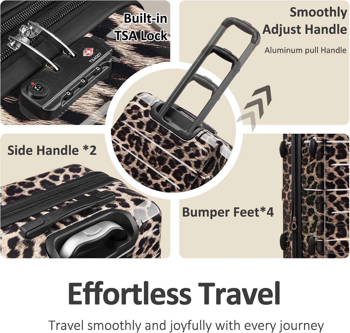 VIVIcity HW-BaoWen-20in Carry-On Suitcase – S (20 In Carry-on), Leopard Print – Leopard Print / S (20 In Carry-on) – product detail