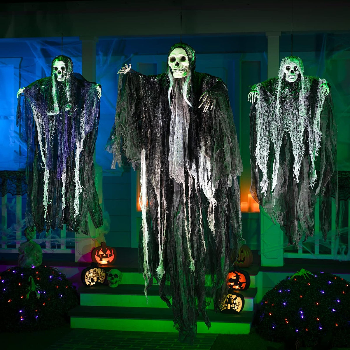 JOYIN 3-Piece Hanging Halloween Grim Reaper Set – 31.5, 53 and 31.5 inches, Grey – 31.5”，53“ and 31.5“ / Grey – product detail