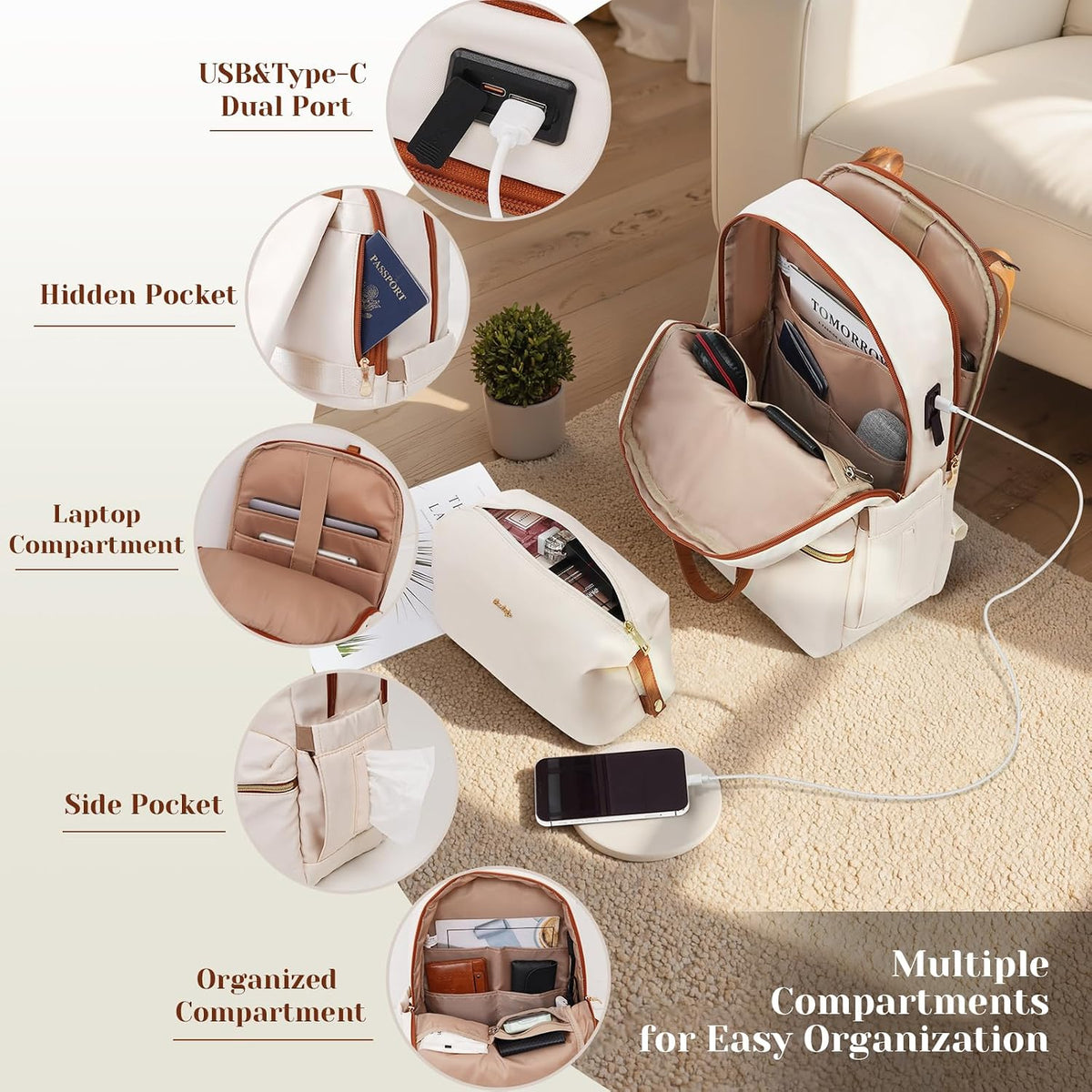Coolife YD102 Hardside Luggage Set – 3 Piece Set (BP/TB/20), White – White / 3 Piece Set (BP/TB/20) – product detail