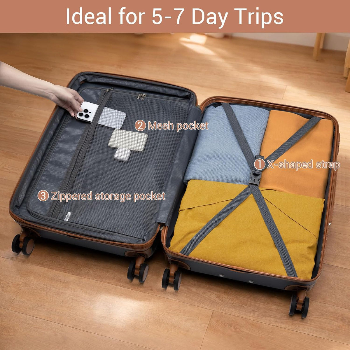 Kono 2574 Suitcase – Checked-Large 28-Inch, Navy – Navy / Checked-Large 28-Inch – product detail