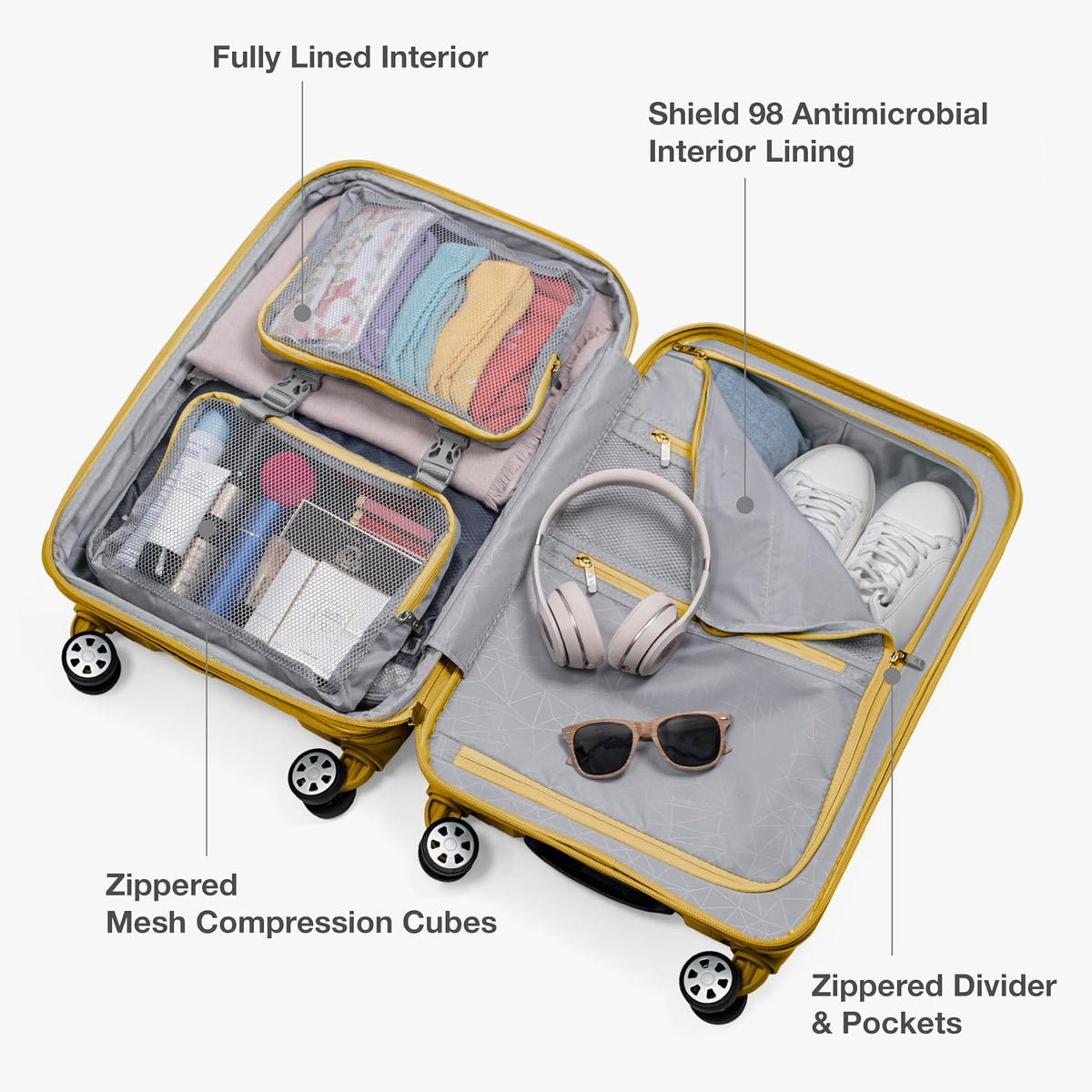 Traveler's Choice TC09157Y26 Hardside Suitcase – 27-Inch Medium, Yellow – Yellow / 27-Inch Medium – product detail