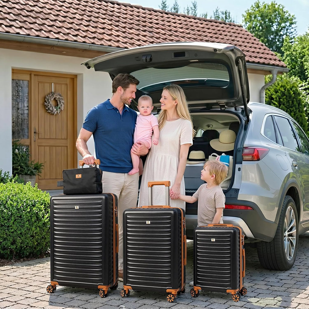 KUNEL XRK-5PCS-Black Luggage Set – 5 Piece Sets (20/24/28/DB/TB), Black – Black / 5 Piece Sets (20/24/28/DB/TB) – product detail