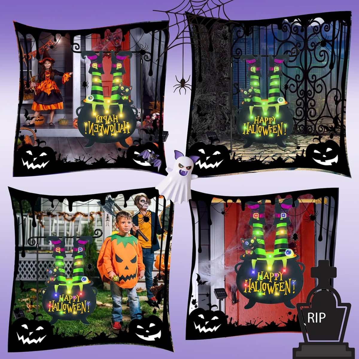 FLAGMESAGE 01 Solar-Lighted Halloween Witch Feet Garden Flag – 12x18 Inch, Witch Feet-Multi Colored-12x18 – Witch Feet-Multi Colored-12x18 / 12x18 Inch – product detail