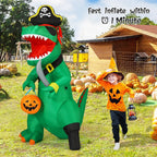 GOOSH 7-Foot Halloween Pirate Dinosaur & Pumpkin Inflatable – Green – product detail