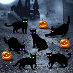 LCHUANG H-HG-RC 6-Piece Lighted Black Cat Halloween Yard Stake Set – Black