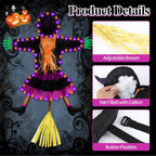 ILLUMINEW 001 Solar-Lighted Halloween Crashing Witch Decoration – Orange Purple – product detail
