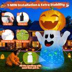 zukakii QM-WS-019 5-Foot Halloween Pumpkin & Ghost Inflatable – White – product detail