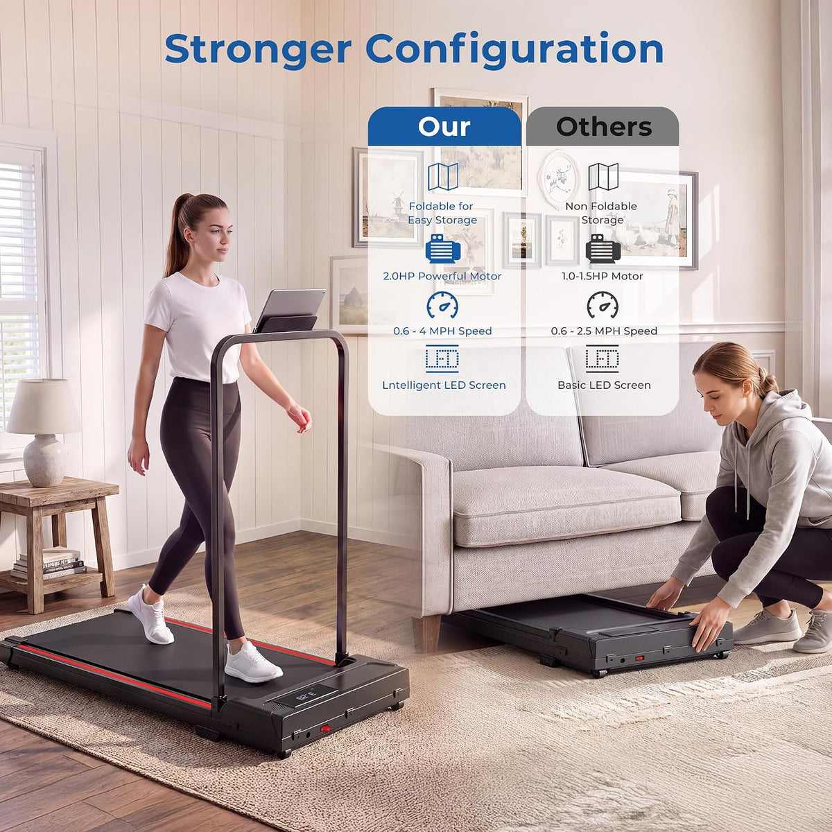 Qyraenix 930ZF Under-Desk Walking Treadmill – Red – product detail
