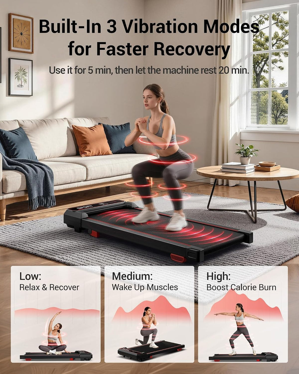 LONTEK U19 Under-Desk Walking Treadmill – Black – product detail