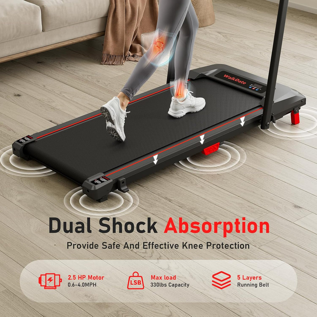 WalkDate Walking Treadmill – Black Handle – product detail