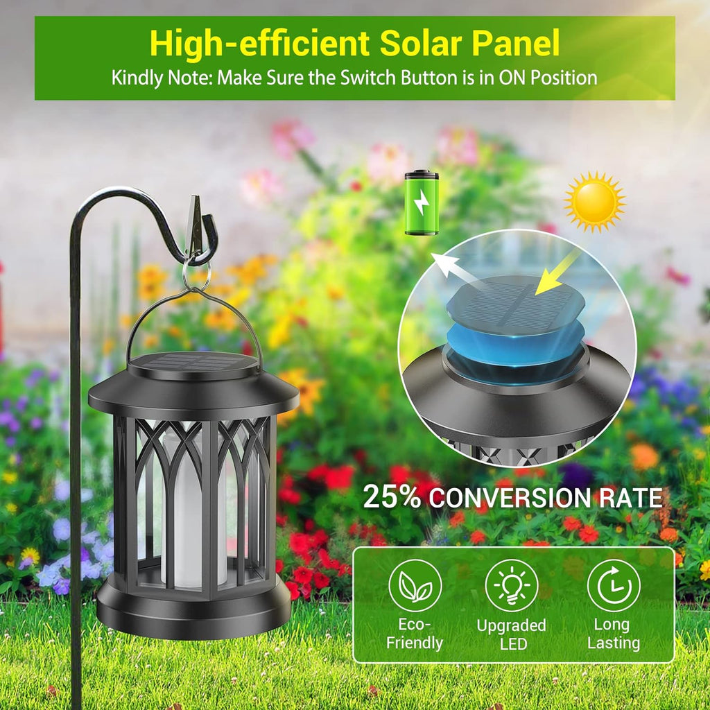 KOOPER DL-002 Solar Flickering-Flame Lanterns – 4 Pack, Black – Black / 4 Pack – product detail
