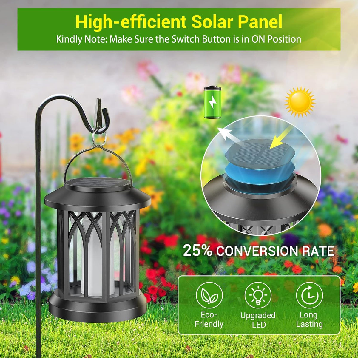 KOOPER DL-002 Solar Flickering-Flame Lanterns – 4 Pack, Black – Black / 4 Pack – product detail