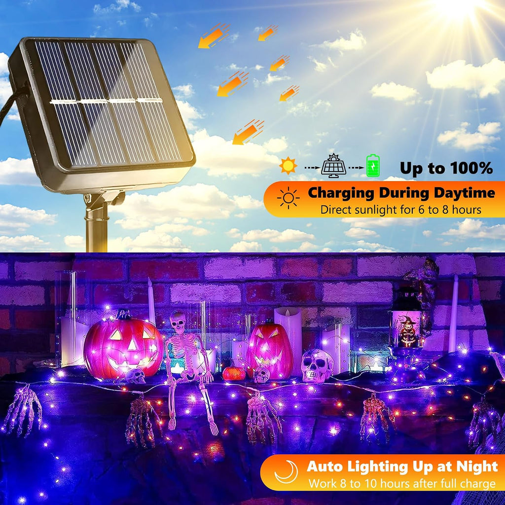 Joomer 2-Pack 240-LED Halloween Solar String Lights – 2*120LED, Orange+Purple – Orange+Purple / 2*120LED – product detail