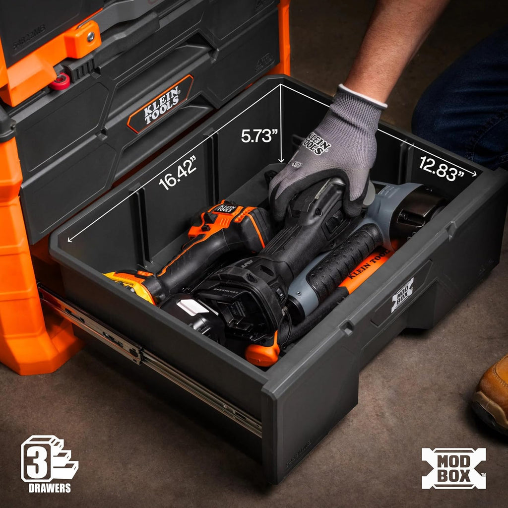 KLEIN TOOLS 54890MB MODbox 3-Drawer Rolling Tool Box – Three Drawer Rolling Toolbox, Orange – Three Drawer Rolling Toolbox / Orange – product detail