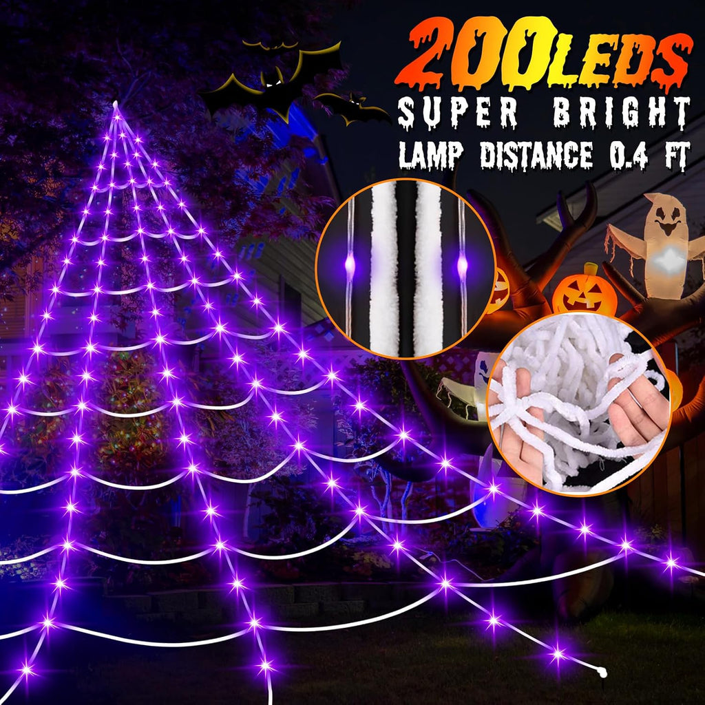 partyMoonet BG-CL3M3-306L01 200-LED Halloween Spider Web Light Set – Dark Purple – product detail