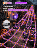 VITI HYT-0451400 550-LED Halloween Spider Web Lights with Spider – Purple Orange – product detail