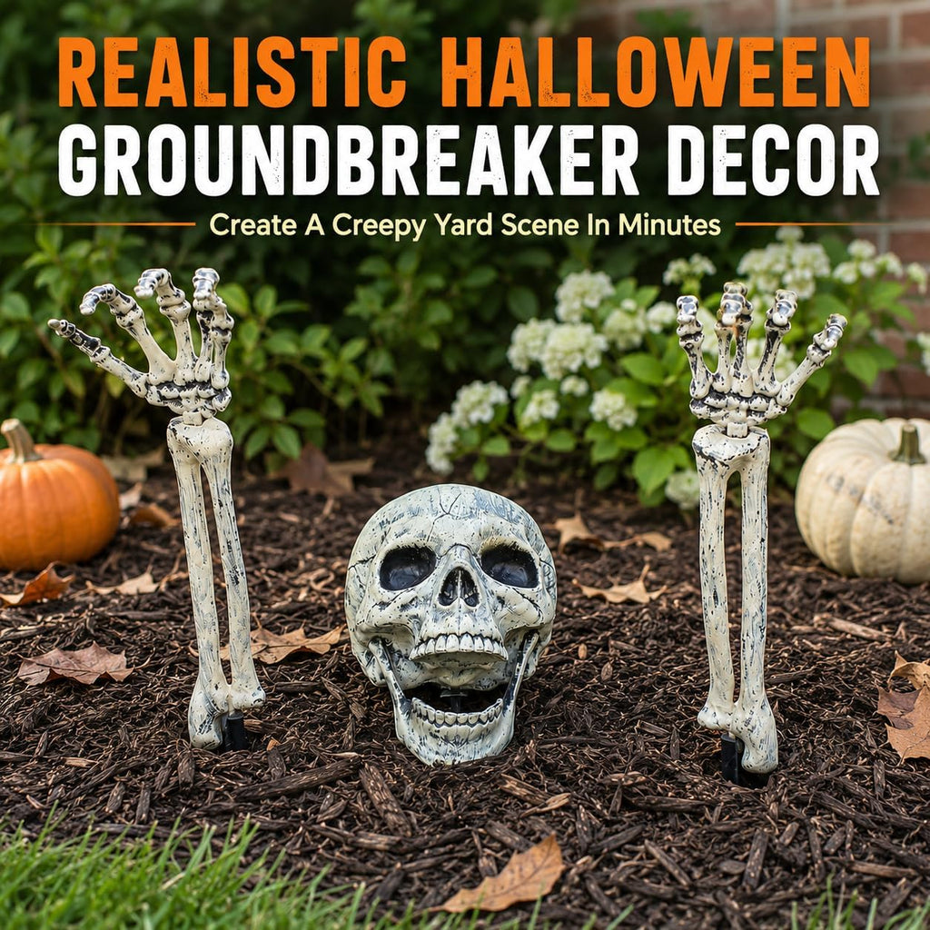 AISENO 3-Piece Halloween Skeleton Groundbreaker Stake Set – Gray – product detail