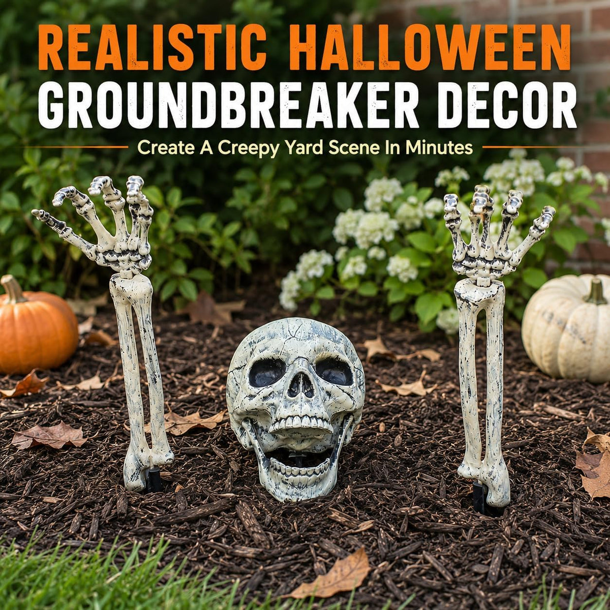 AISENO 3-Piece Halloween Skeleton Groundbreaker Stake Set – Gray – product detail